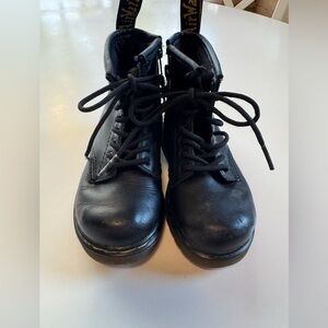 Dr Martens Black Leather Lace-Up  Toddler Boots